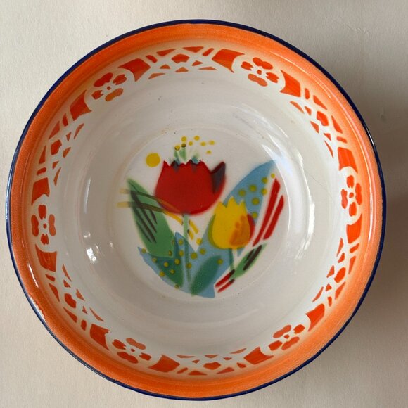 Vintage Enamel Floral Bowls - Set of 4 - Picture 4 of 14